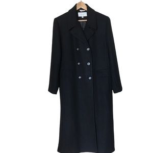 Andrea Brem New York Black Wool Blend Long Trench Coat - Size 10P
